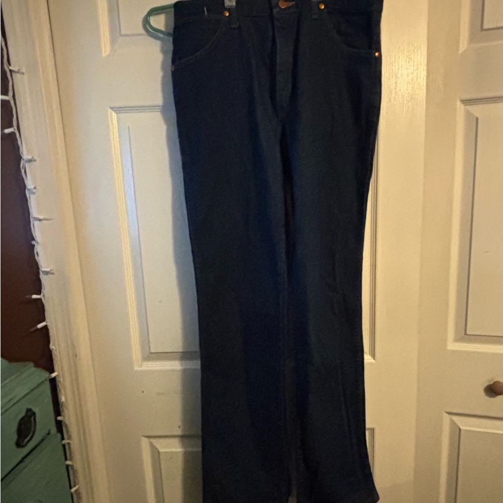 Wrangler 34x34 Dark Blue Straight Leg Jeans